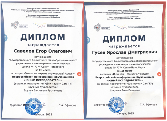 Стали известны результаты финального (очного) этапа Всероссийской конференции обучающихся «Юный исследователь»